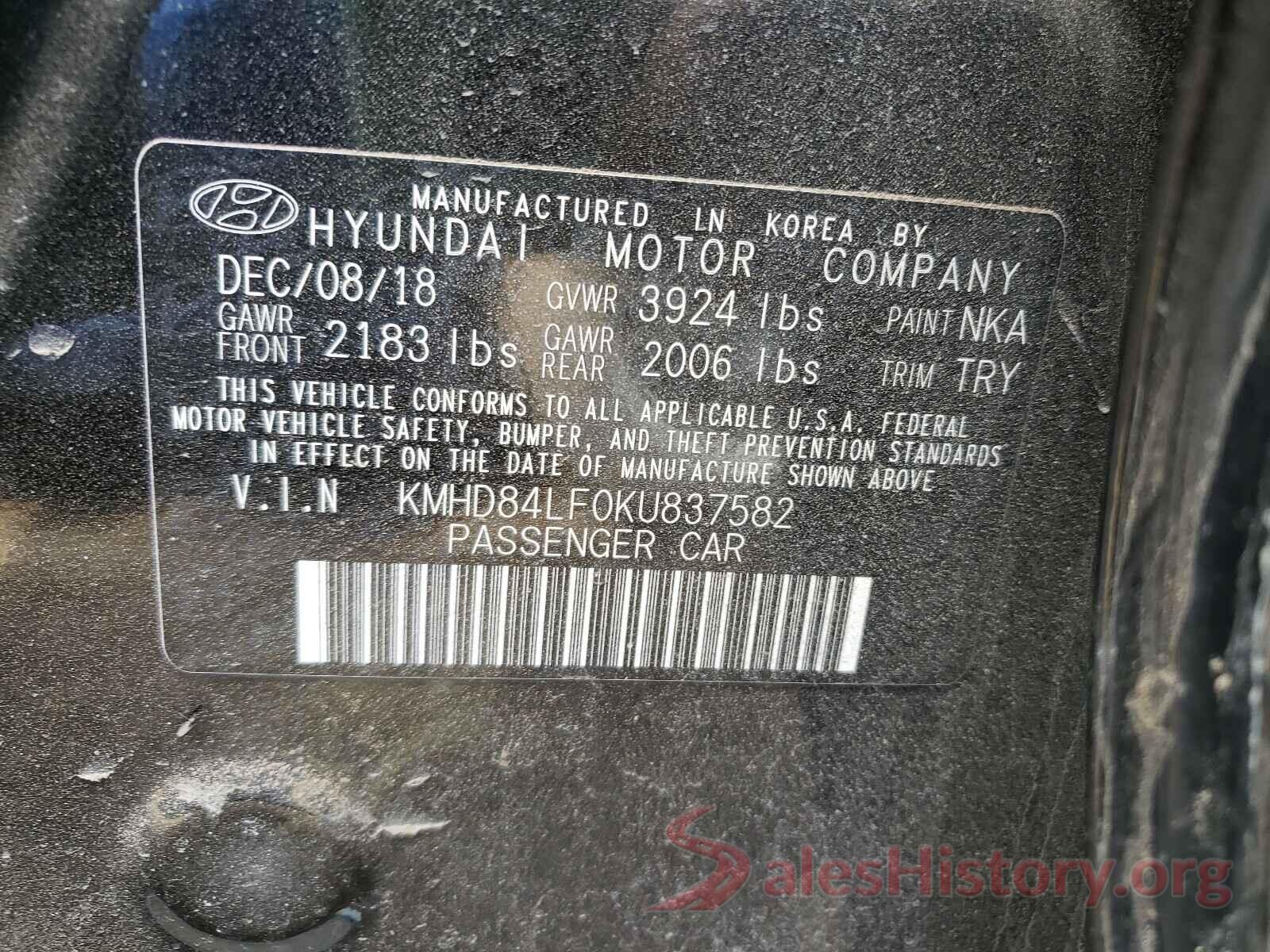 KMHD84LF0KU837582 2019 HYUNDAI ELANTRA