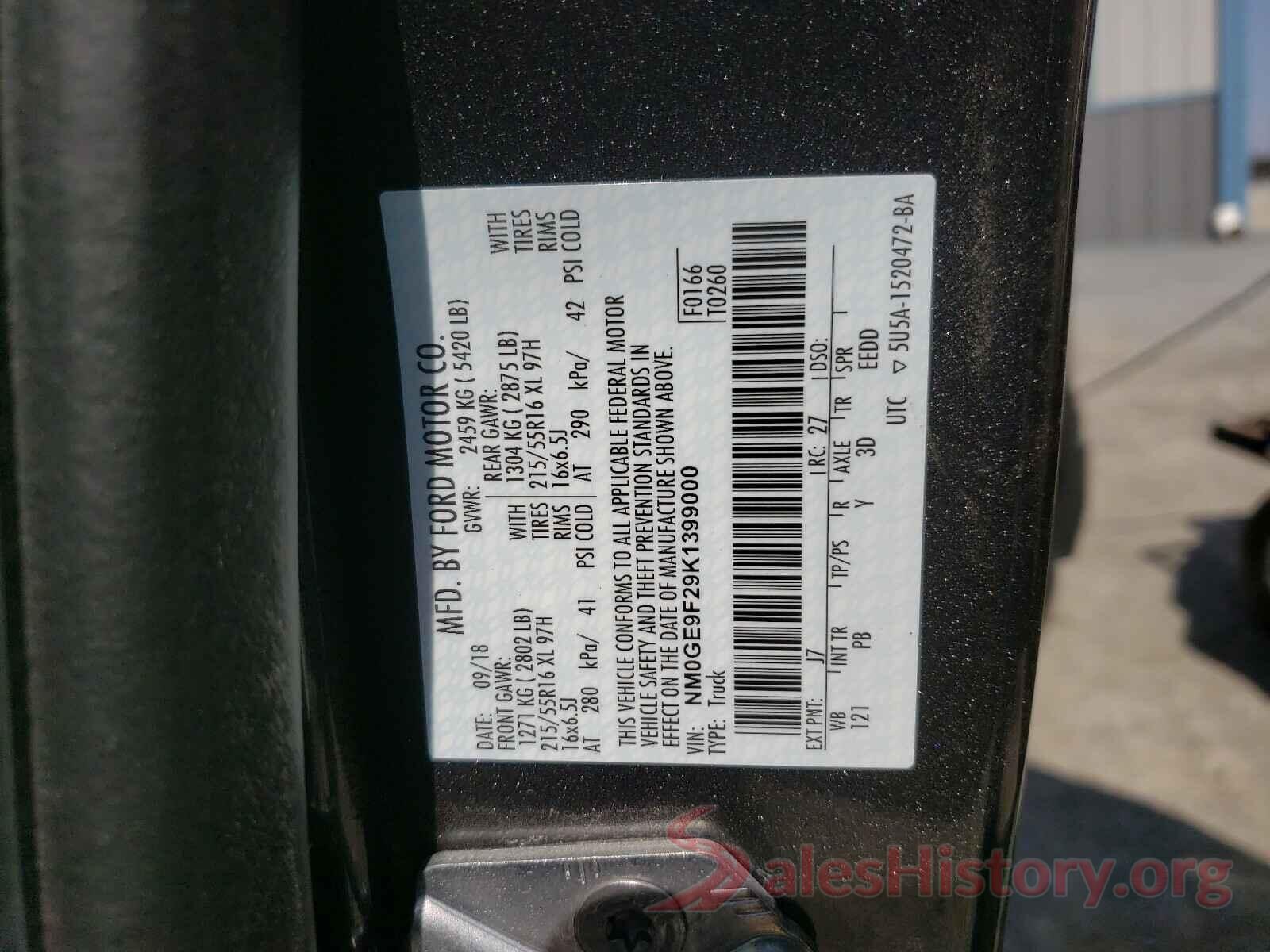 NM0GE9F29K1399000 2019 FORD TRANSIT CO