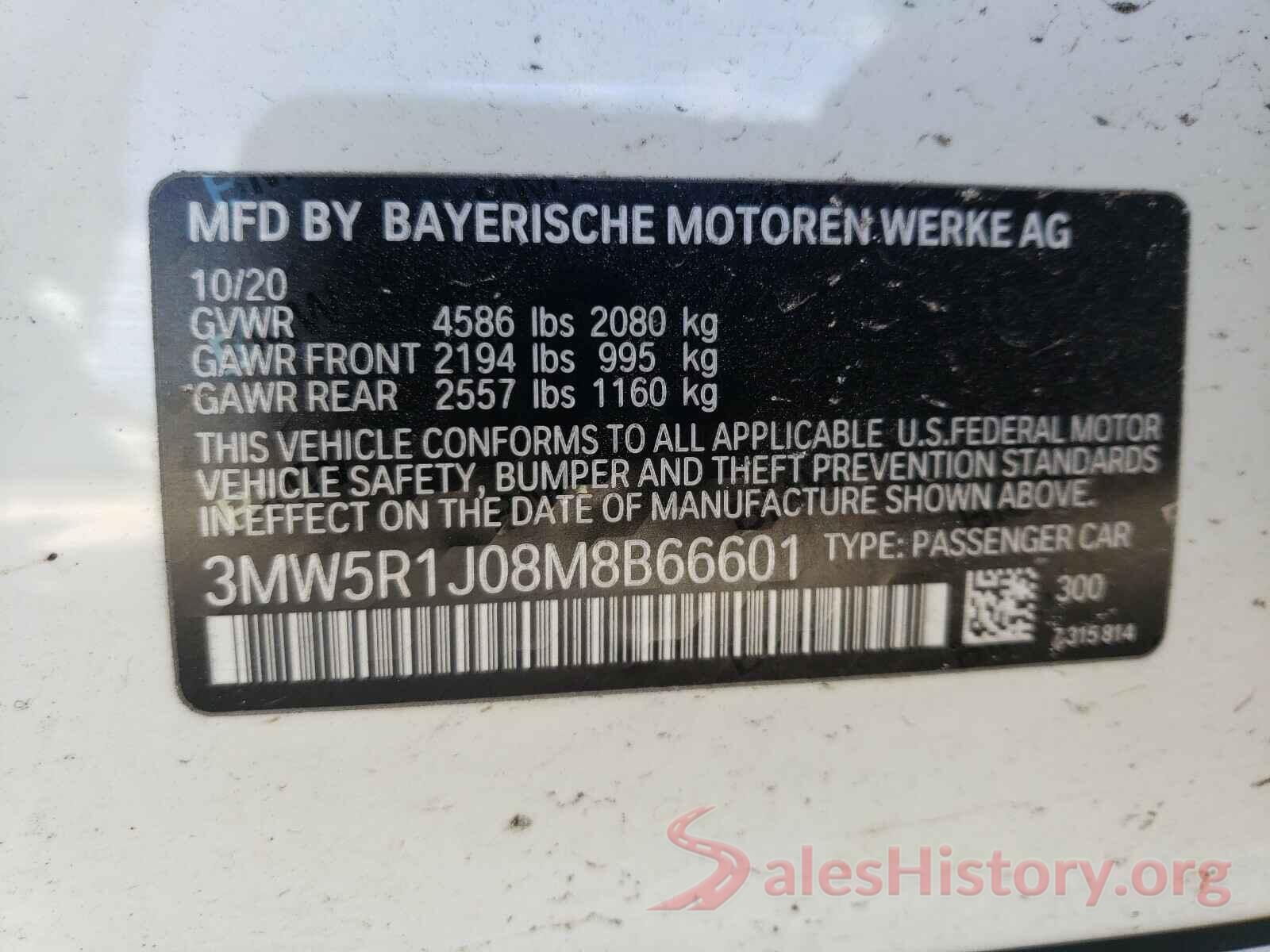 3MW5R1J08M8B66601 2021 BMW 3 SERIES