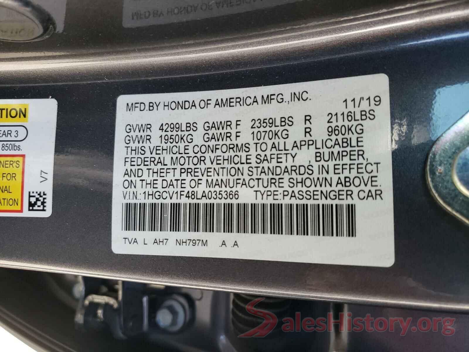 1HGCV1F48LA035366 2020 HONDA ACCORD