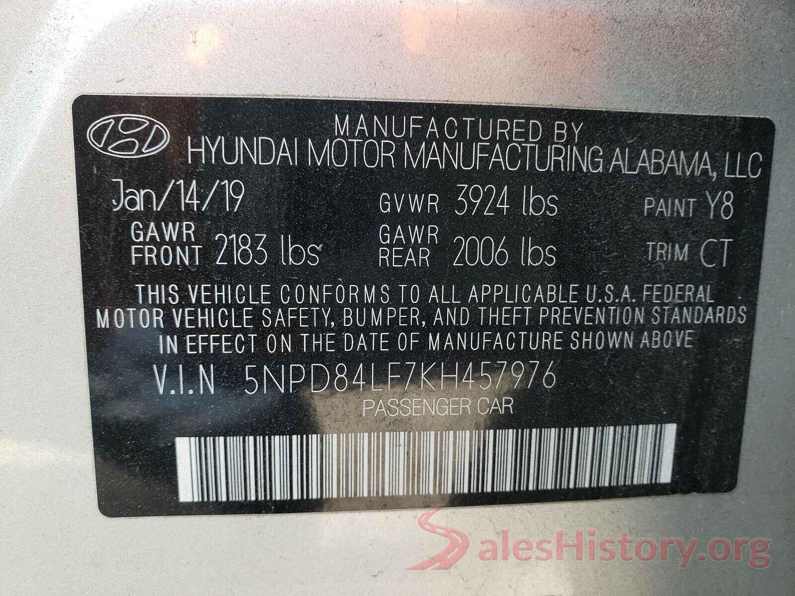 5NPD84LF7KH457976 2019 HYUNDAI ELANTRA