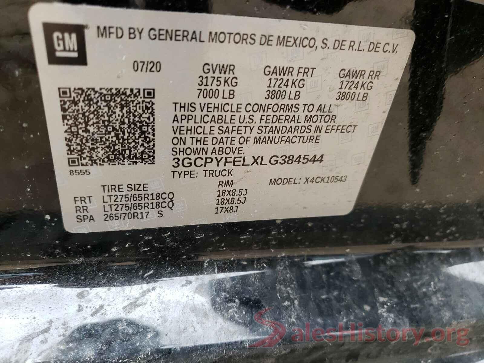 3GCPYFELXLG384544 2020 CHEVROLET SILVERADO