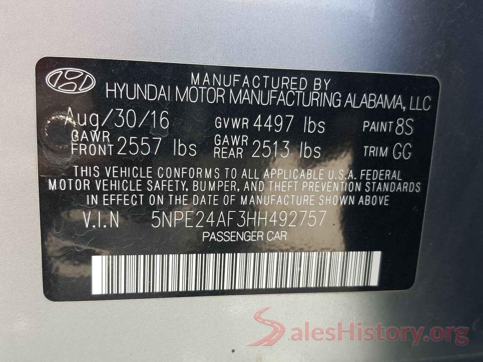 5NPE24AF3HH492757 2017 HYUNDAI SONATA