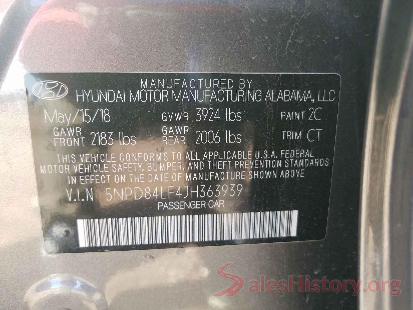 5NPD84LF4JH363939 2018 HYUNDAI ELANTRA