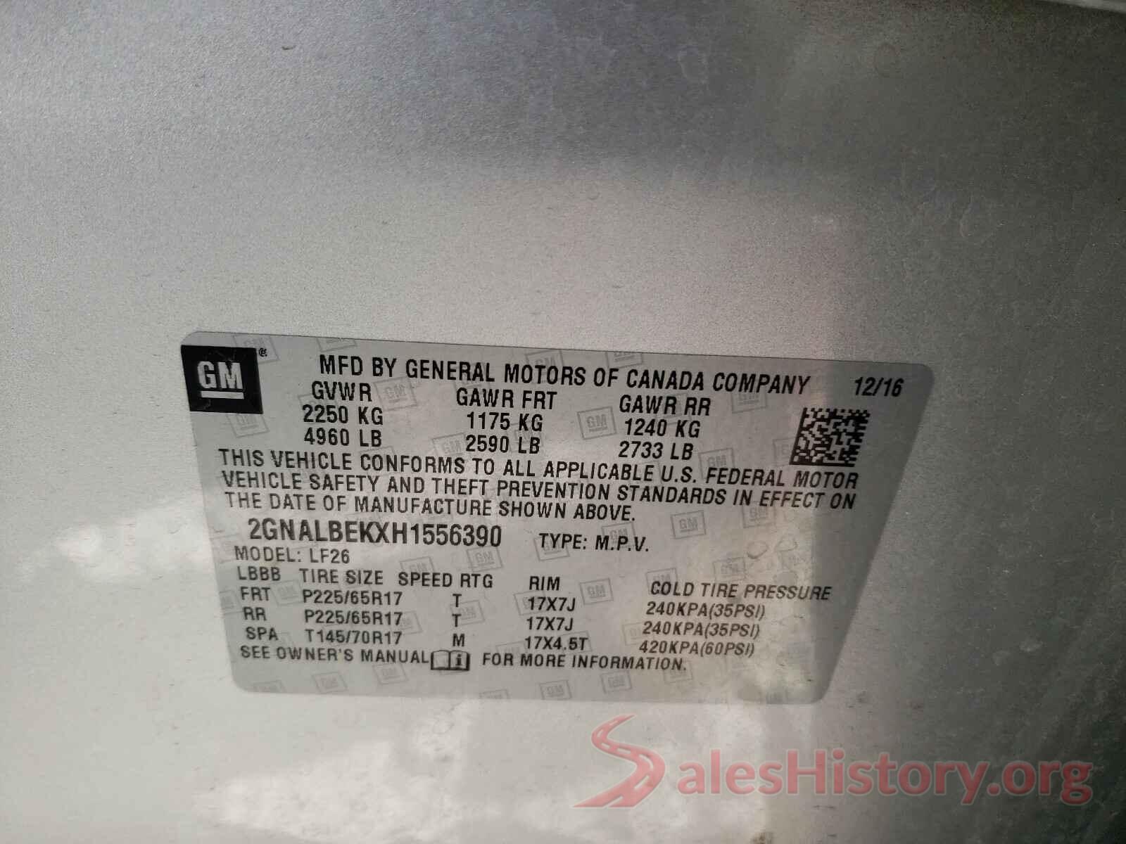 2GNALBEKXH1556390 2017 CHEVROLET EQUINOX