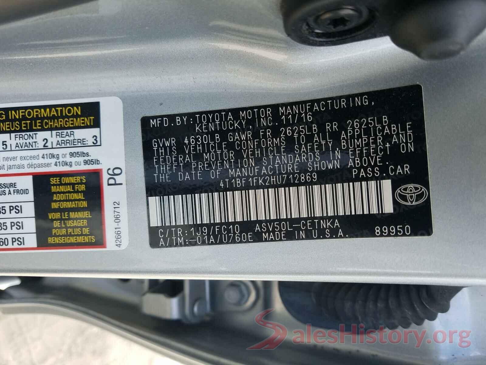 4T1BF1FK2HU712869 2017 TOYOTA CAMRY