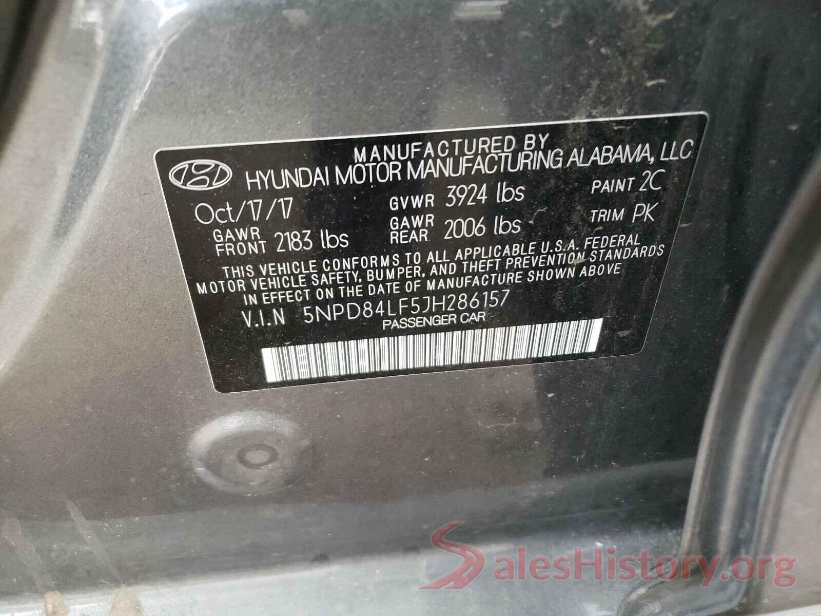 5NPD84LF5JH286157 2018 HYUNDAI ELANTRA