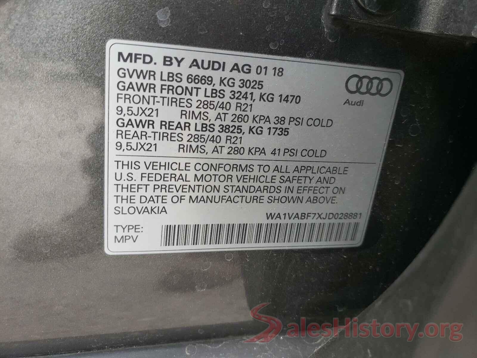 WA1VABF7XJD028881 2018 AUDI Q7