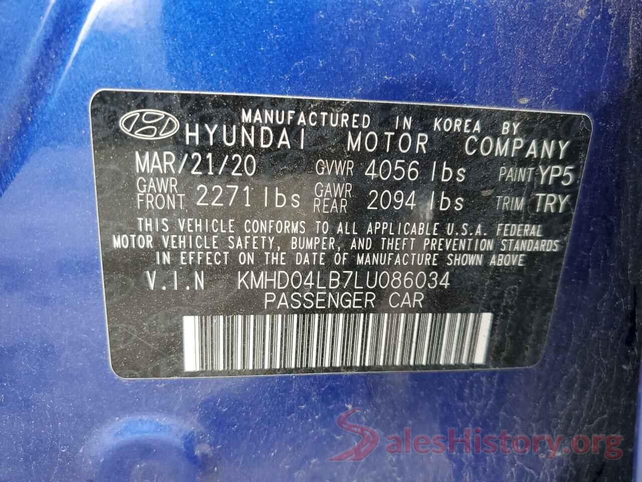 KMHD04LB7LU086034 2020 HYUNDAI ELANTRA