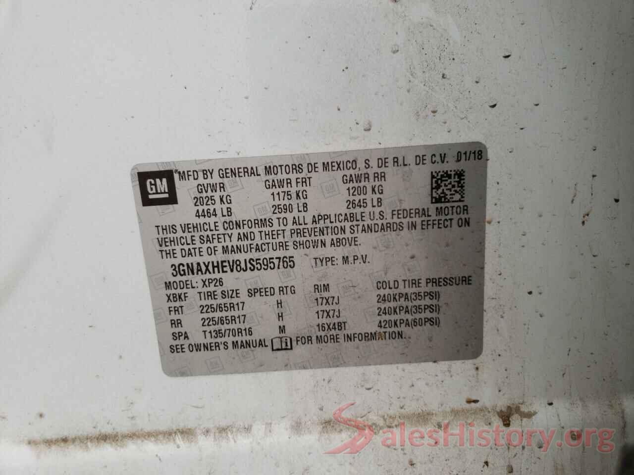 3GNAXHEV8JS595765 2018 CHEVROLET EQUINOX