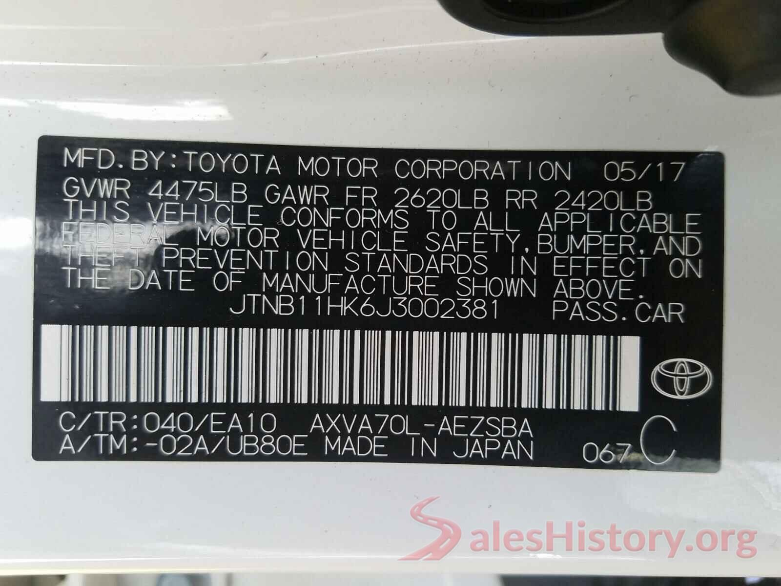 JTNB11HK6J3002381 2018 TOYOTA CAMRY