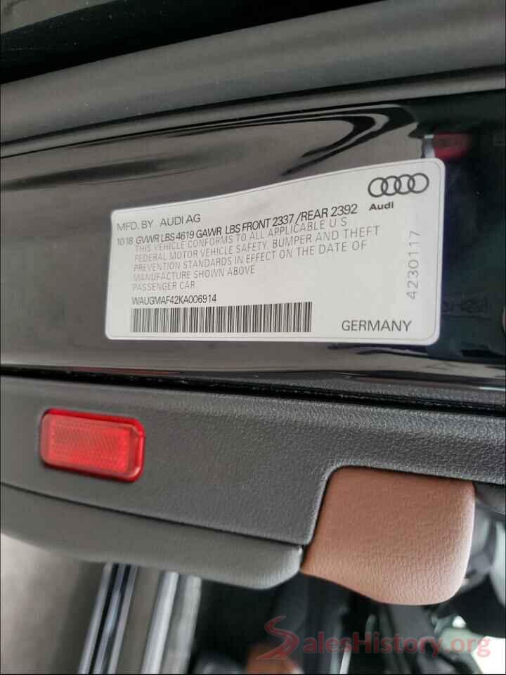 WAUGMAF42KA006914 2019 AUDI A4