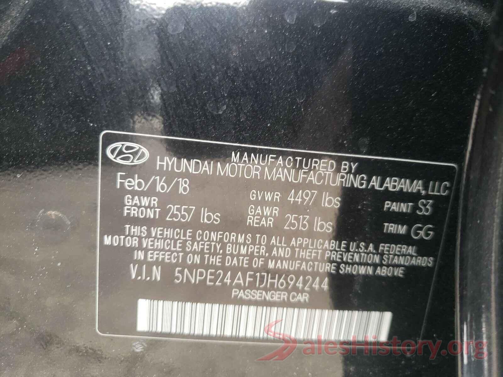 5NPE24AF1JH694244 2018 HYUNDAI SONATA