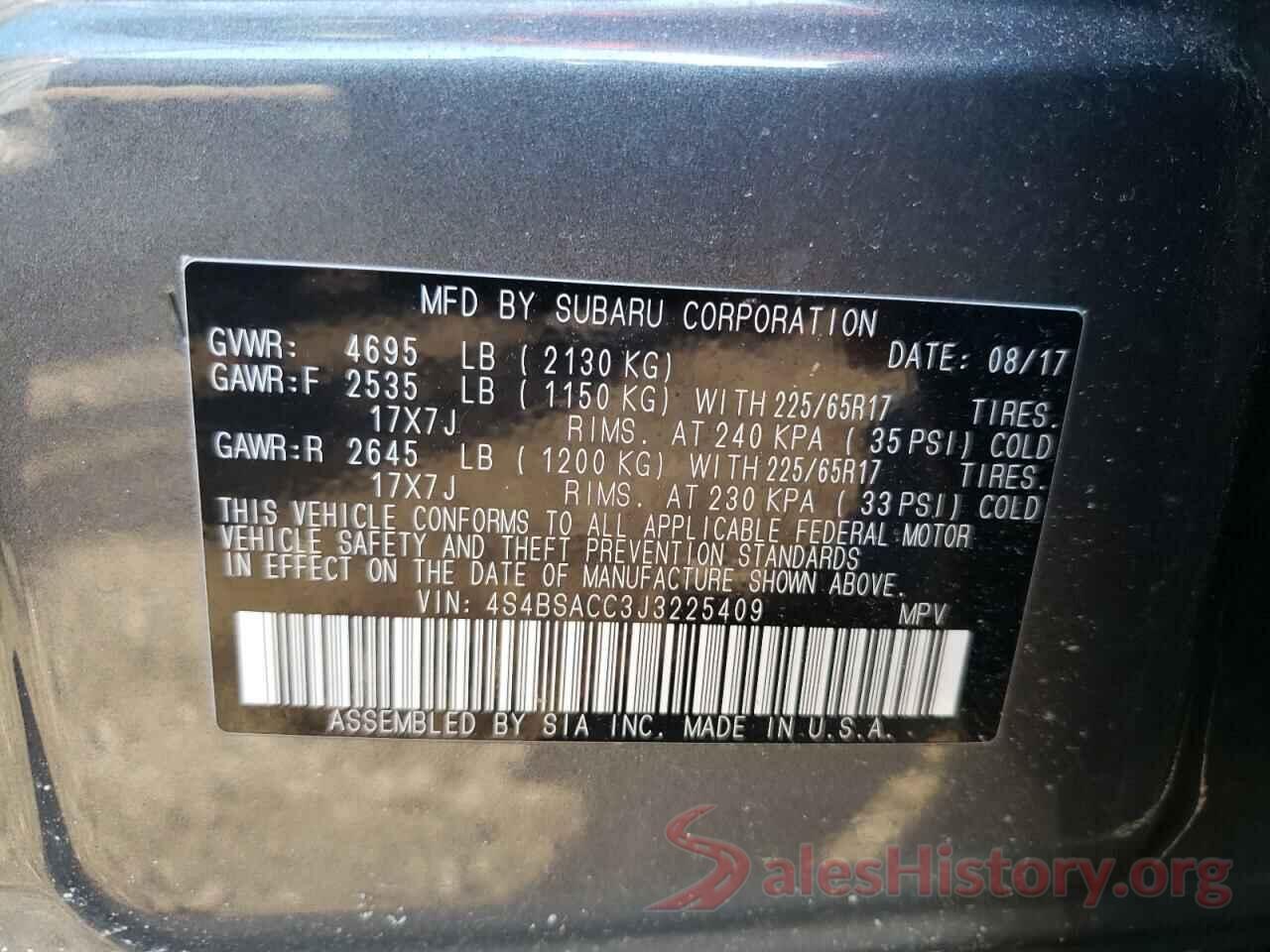 4S4BSACC3J3225409 2018 SUBARU OUTBACK