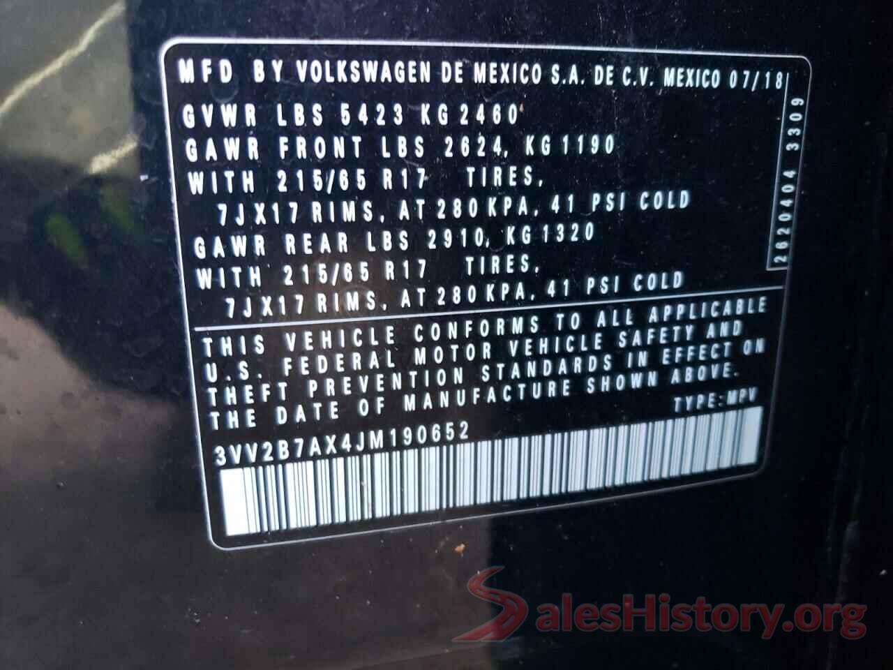 3VV2B7AX4JM190652 2018 VOLKSWAGEN TIGUAN