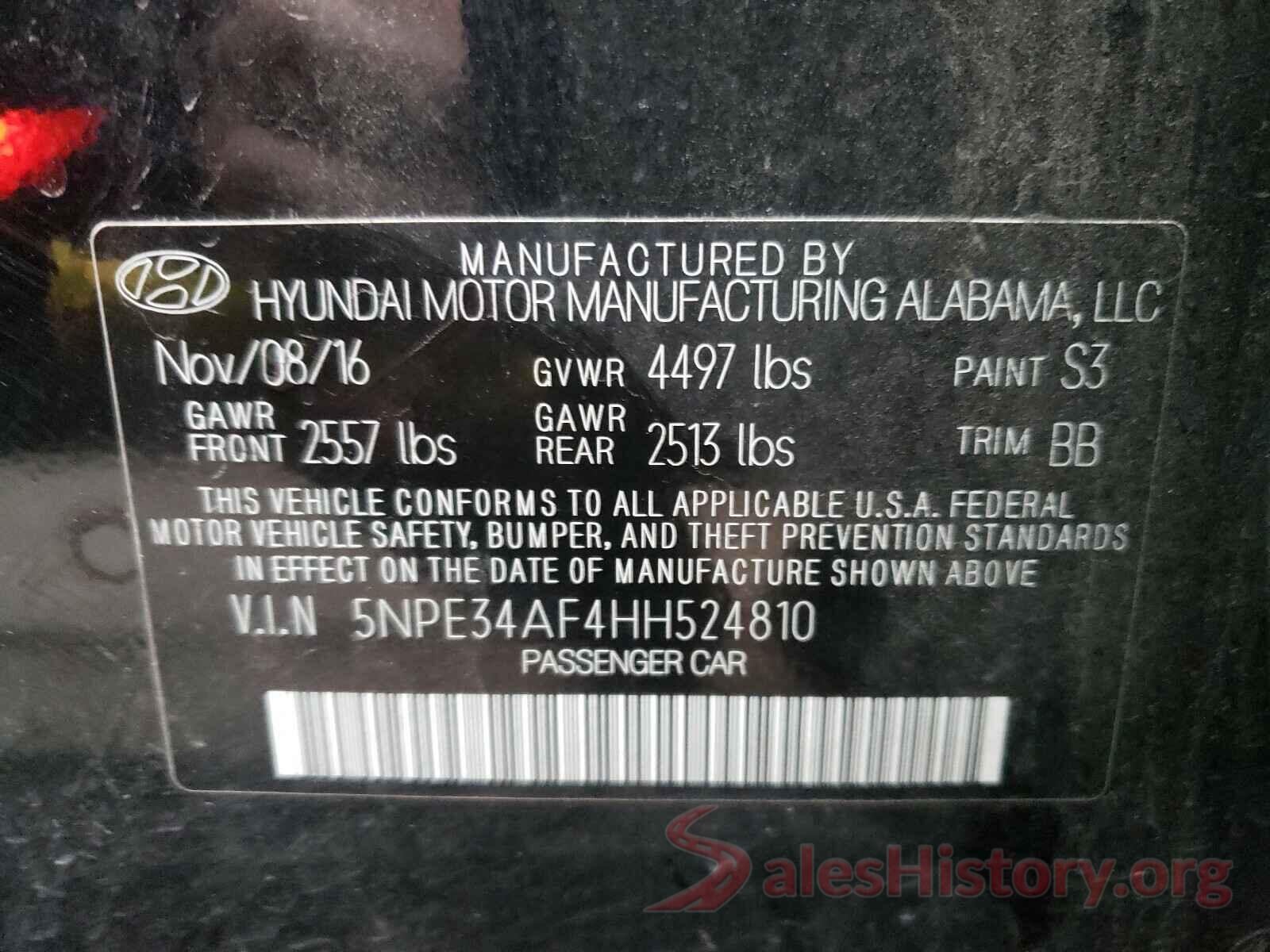 5NPE34AF4HH524810 2017 HYUNDAI SONATA