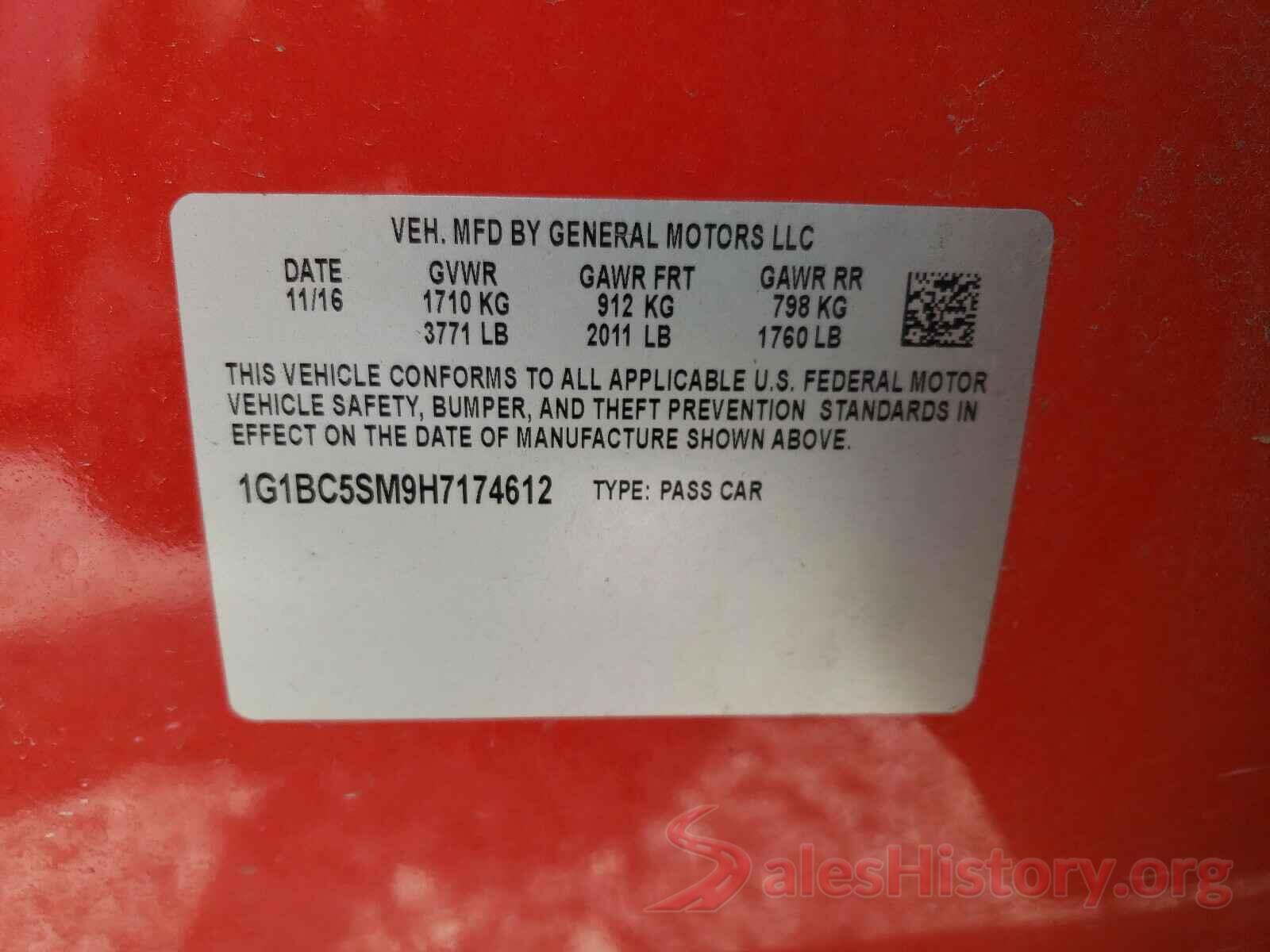 1G1BC5SM9H7174612 2017 CHEVROLET CRUZE