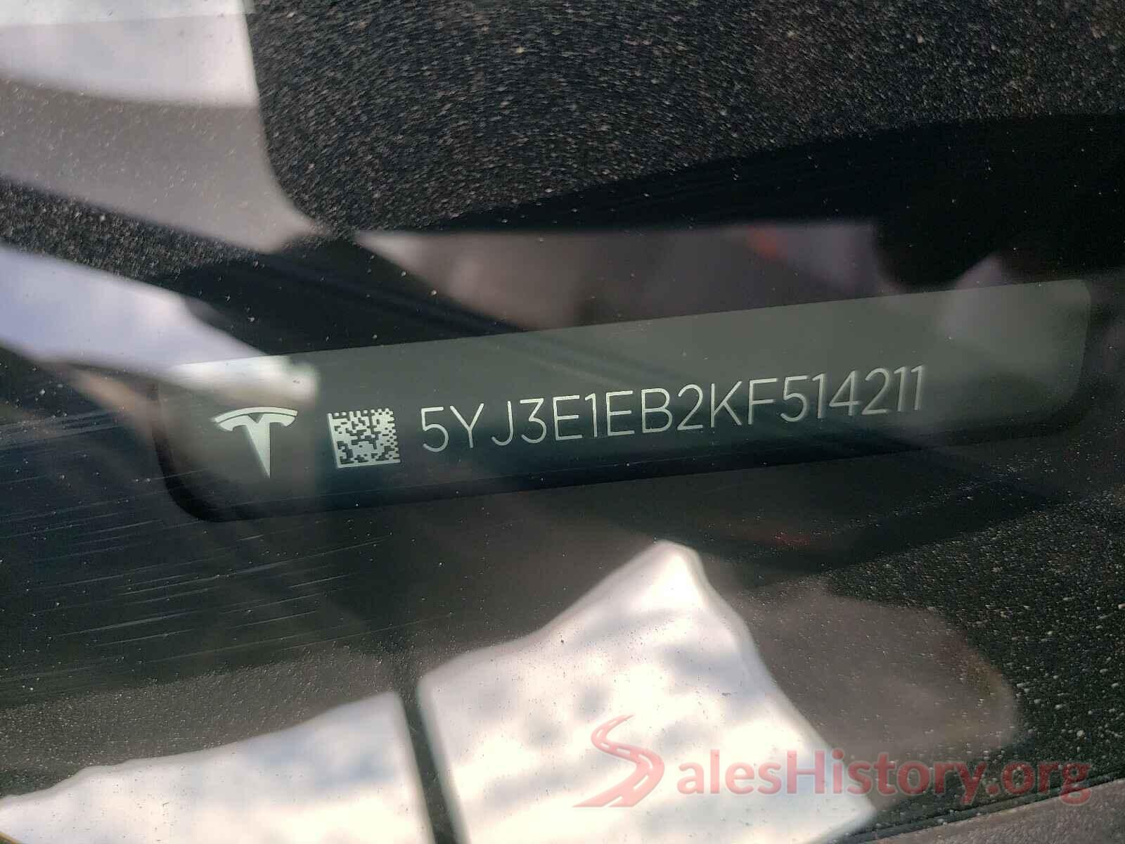 5YJ3E1EB2KF514211 2019 TESLA MODEL 3