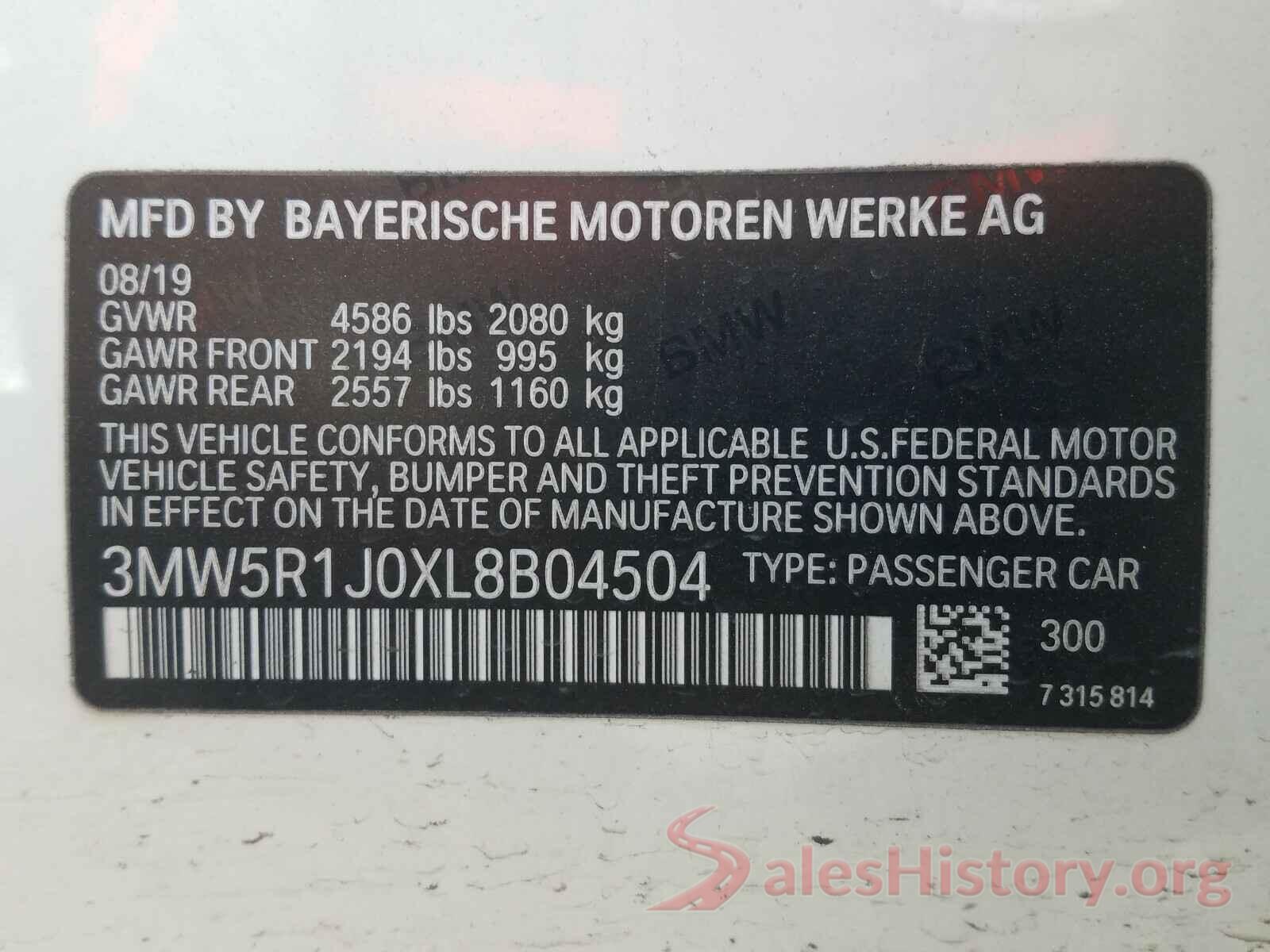 3MW5R1J0XL8B04504 2020 BMW 3 SERIES