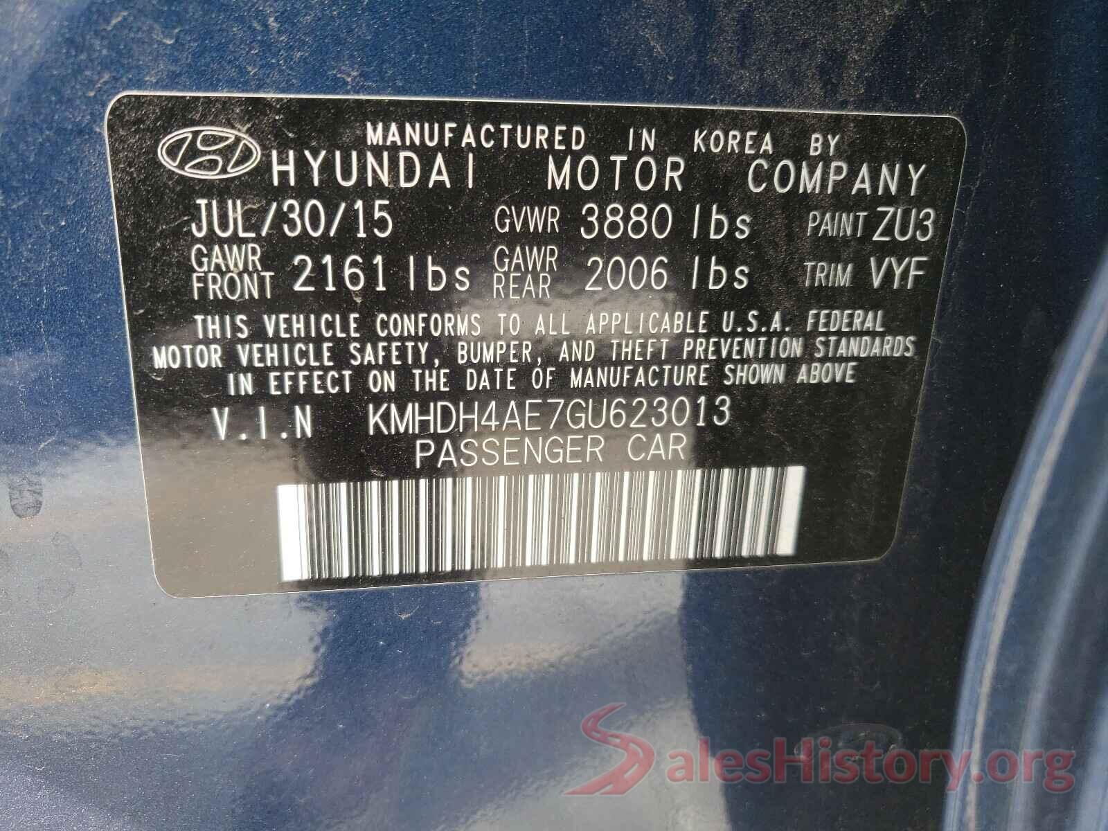 KMHDH4AE7GU623013 2016 HYUNDAI ELANTRA