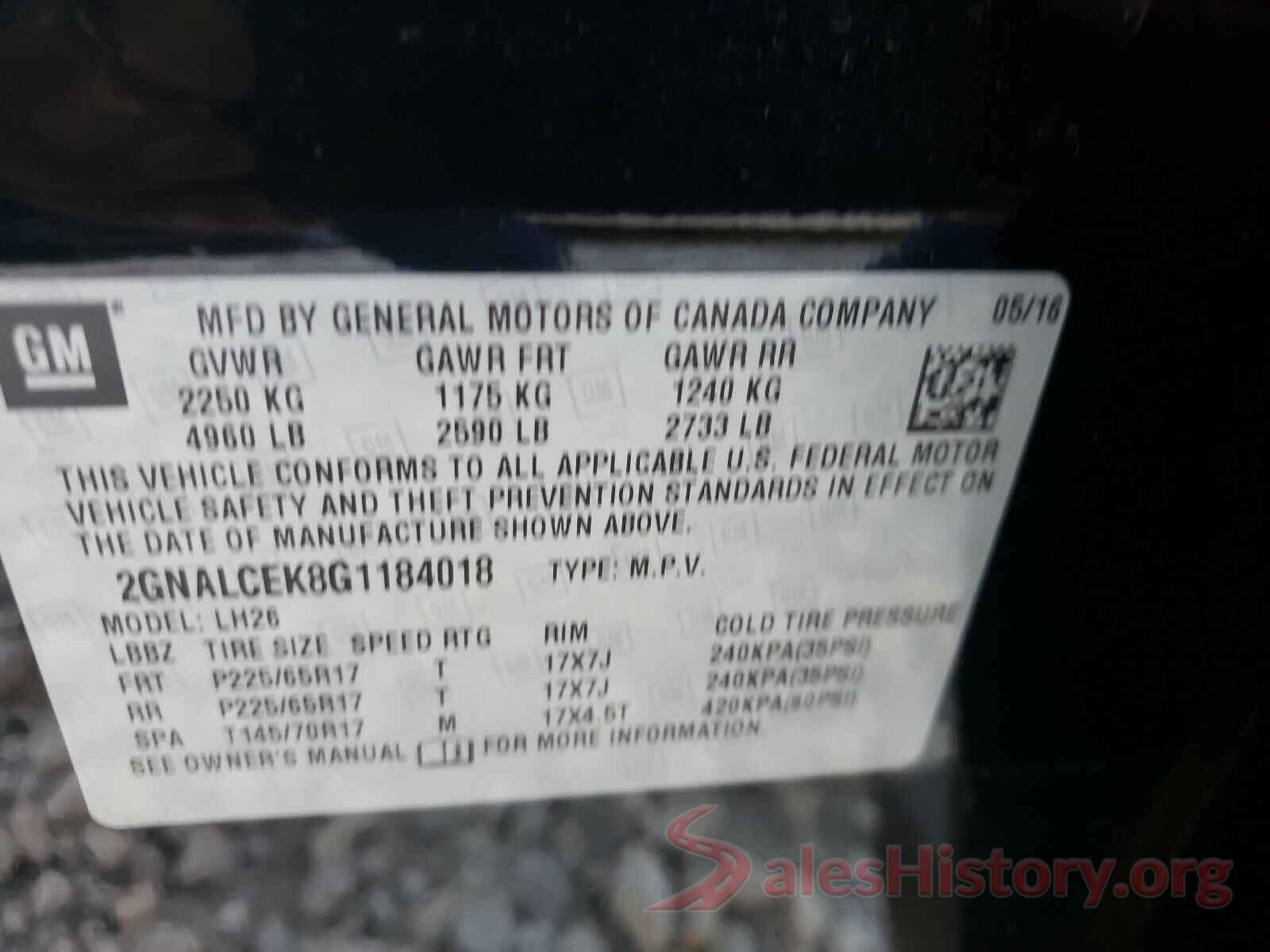 2GNALCEK8G1184018 2016 CHEVROLET EQUINOX