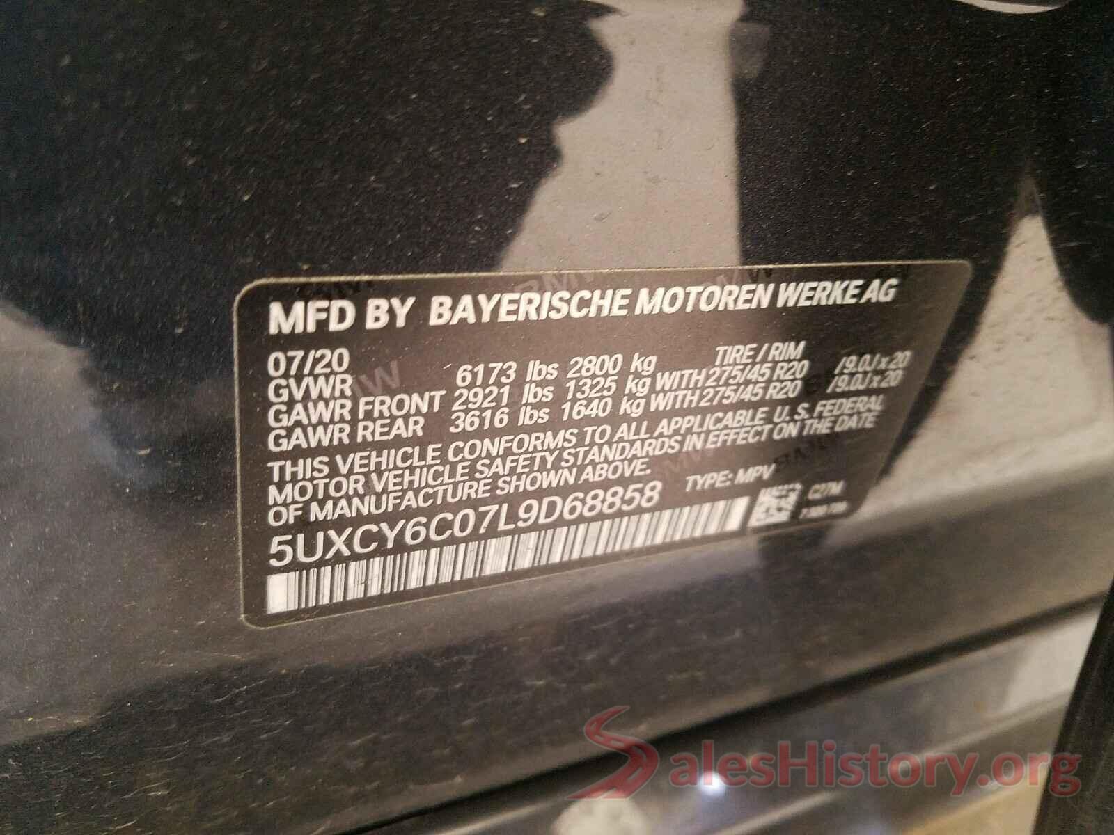 5UXCY6C07L9D68858 2020 BMW X6