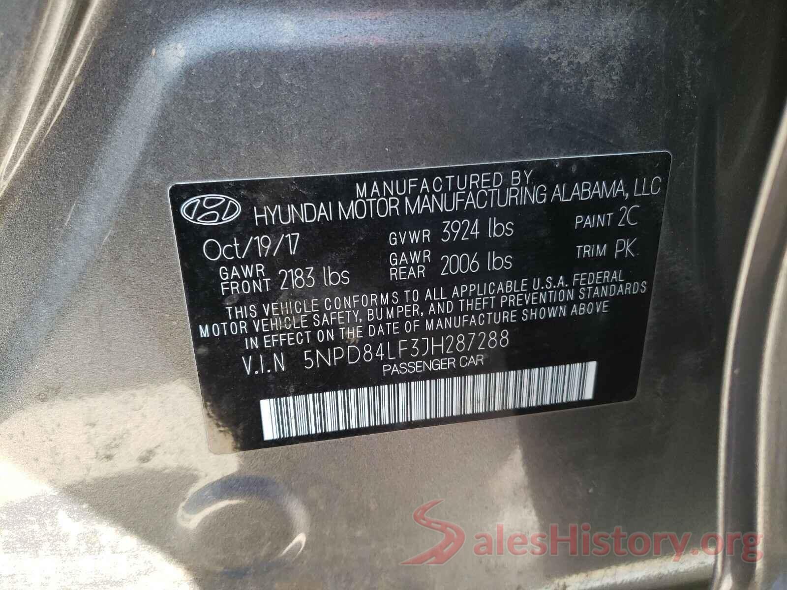 5NPD84LF3JH287288 2018 HYUNDAI ELANTRA