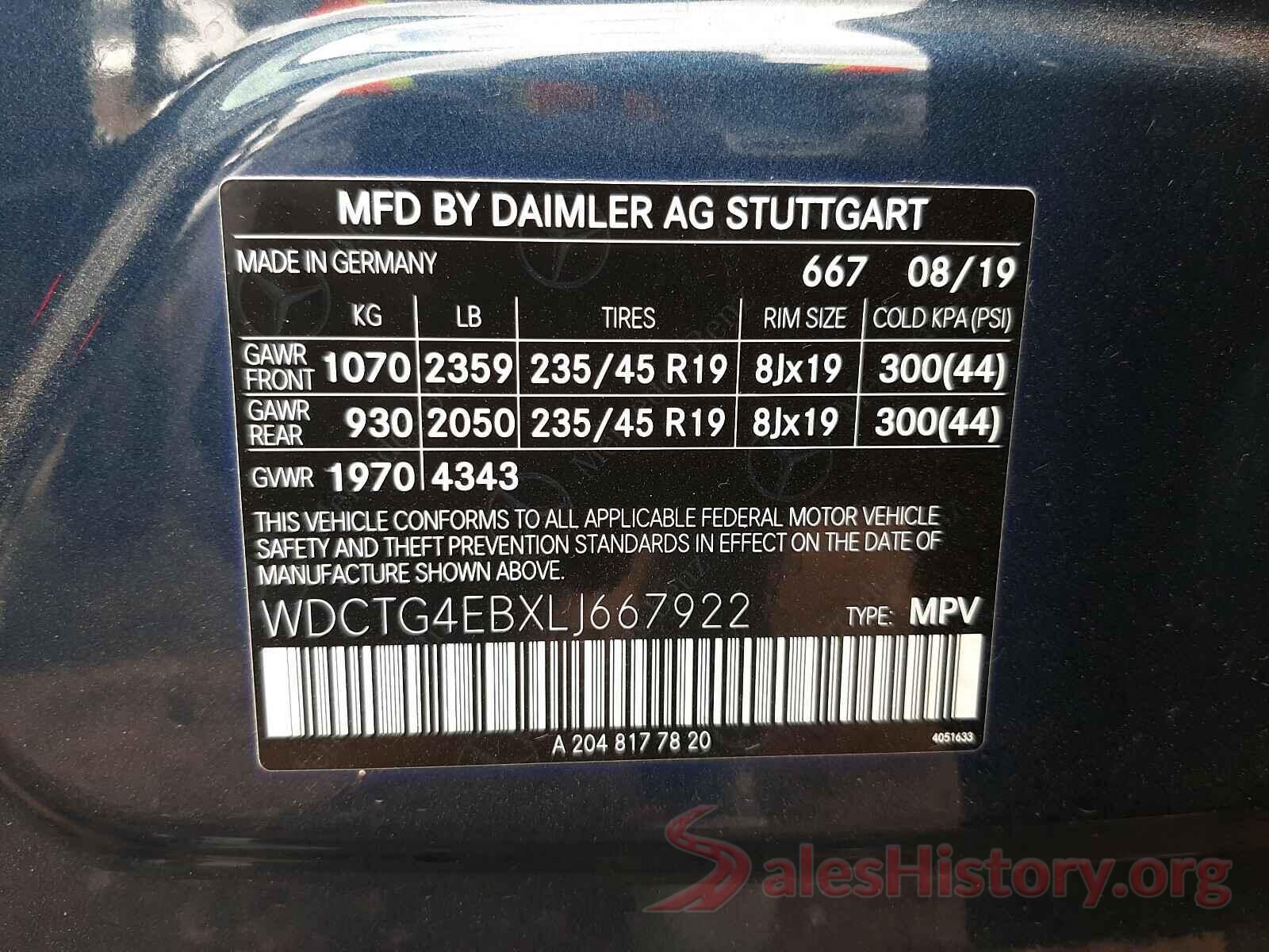 WDCTG4EBXLJ667922 2020 MERCEDES-BENZ G CLASS