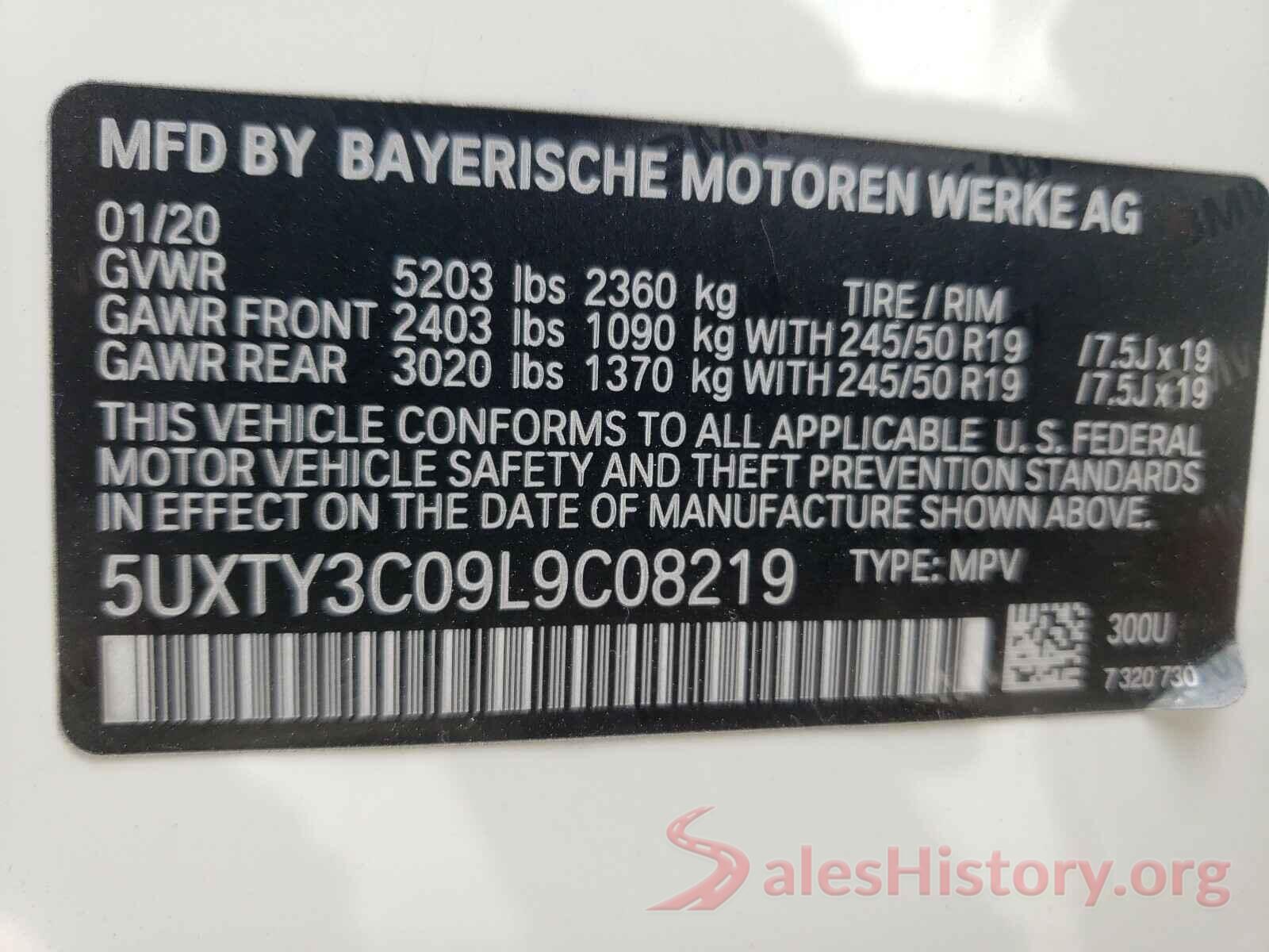 5UXTY3C09L9C08219 2020 BMW X3