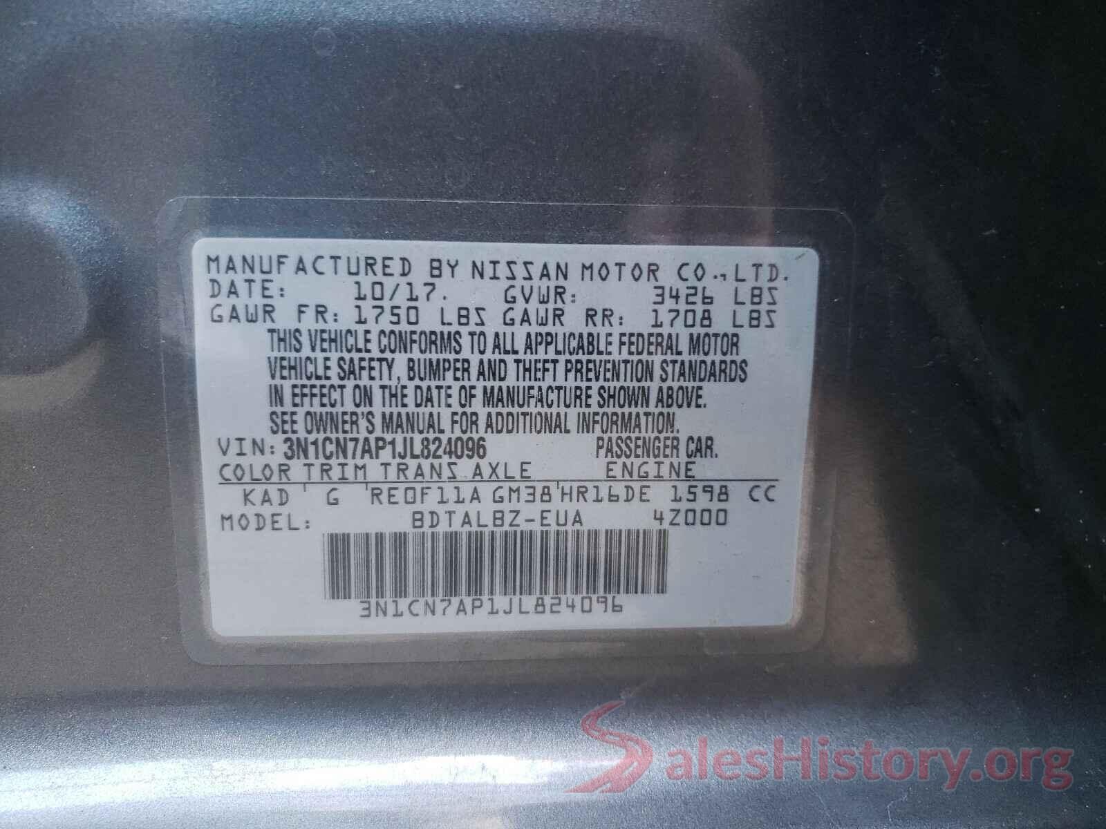 3N1CN7AP1JL824096 2018 NISSAN VERSA