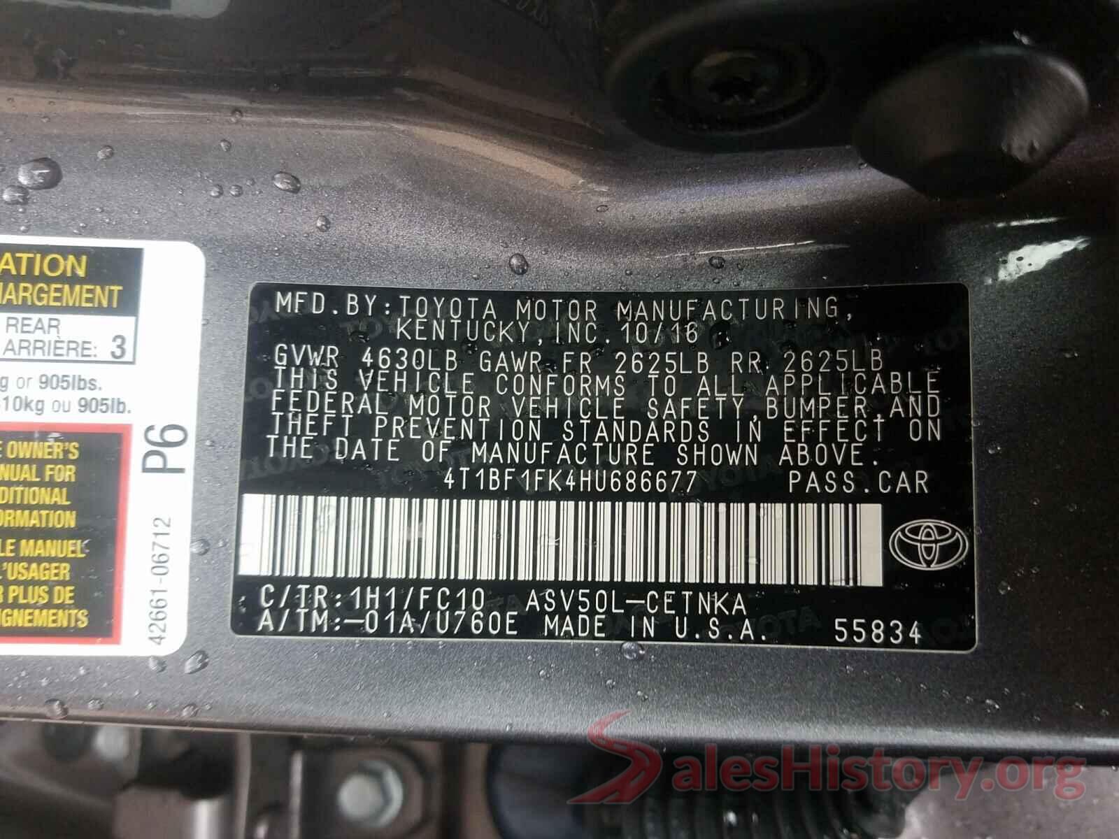 4T1BF1FK4HU686677 2017 TOYOTA CAMRY