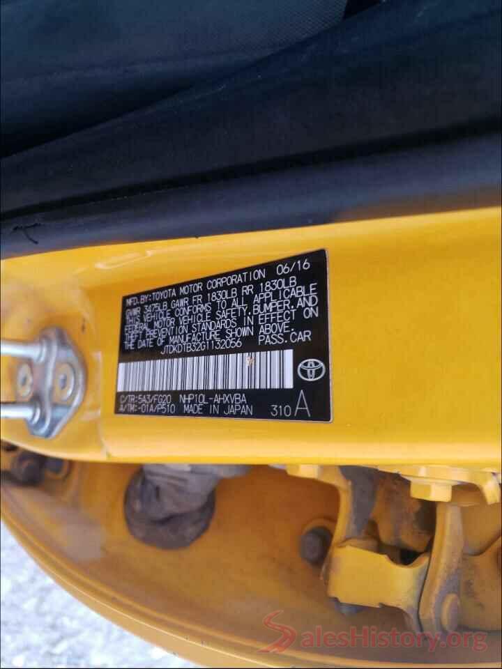 JTDKDTB32G1132056 2016 TOYOTA PRIUS