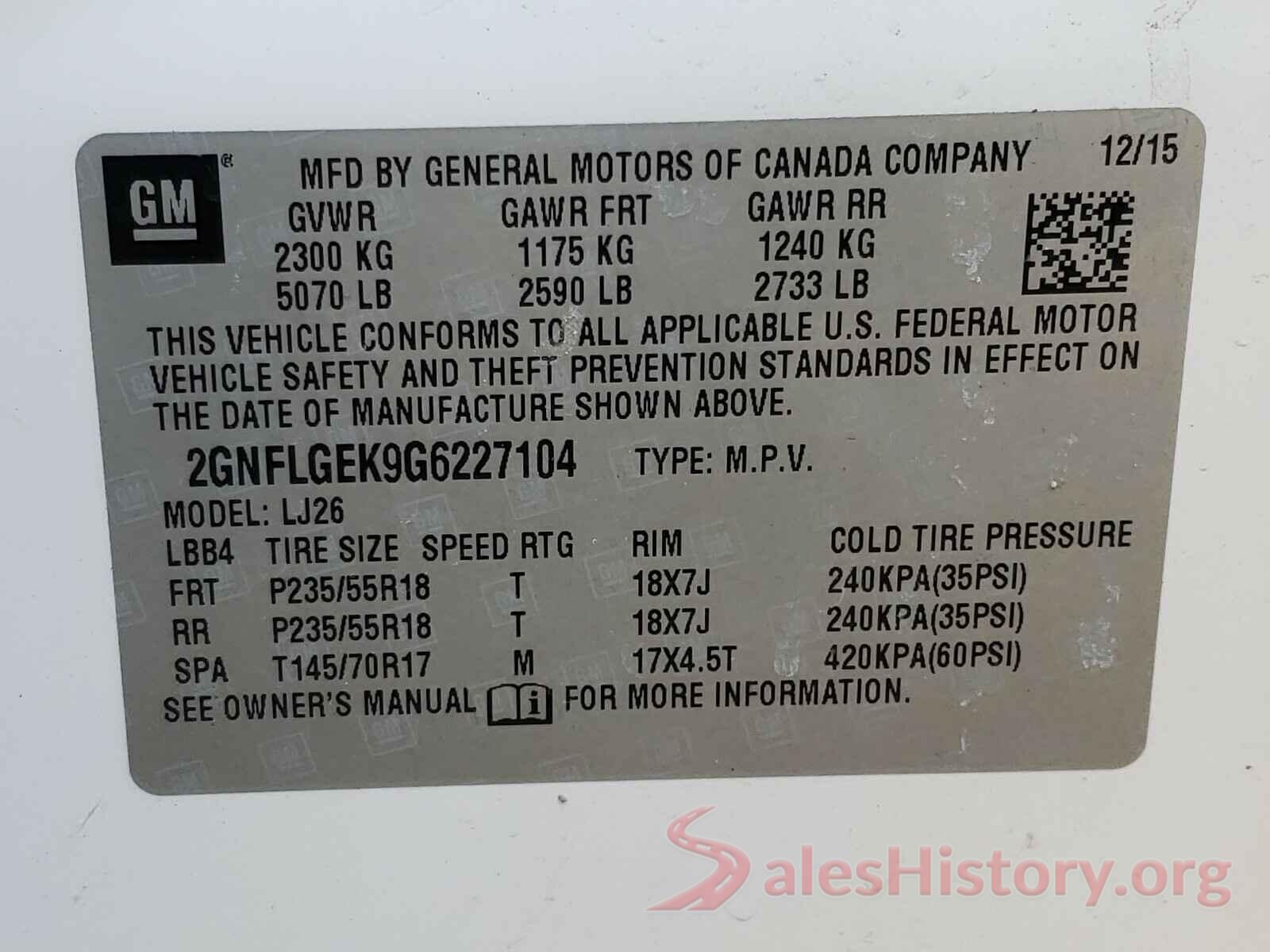 2GNFLGEK9G6227104 2016 CHEVROLET EQUINOX