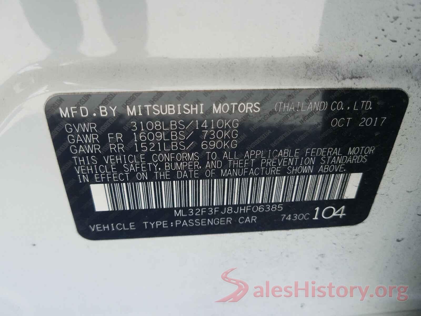 ML32F3FJ8JHF06385 2018 MITSUBISHI MIRAGE