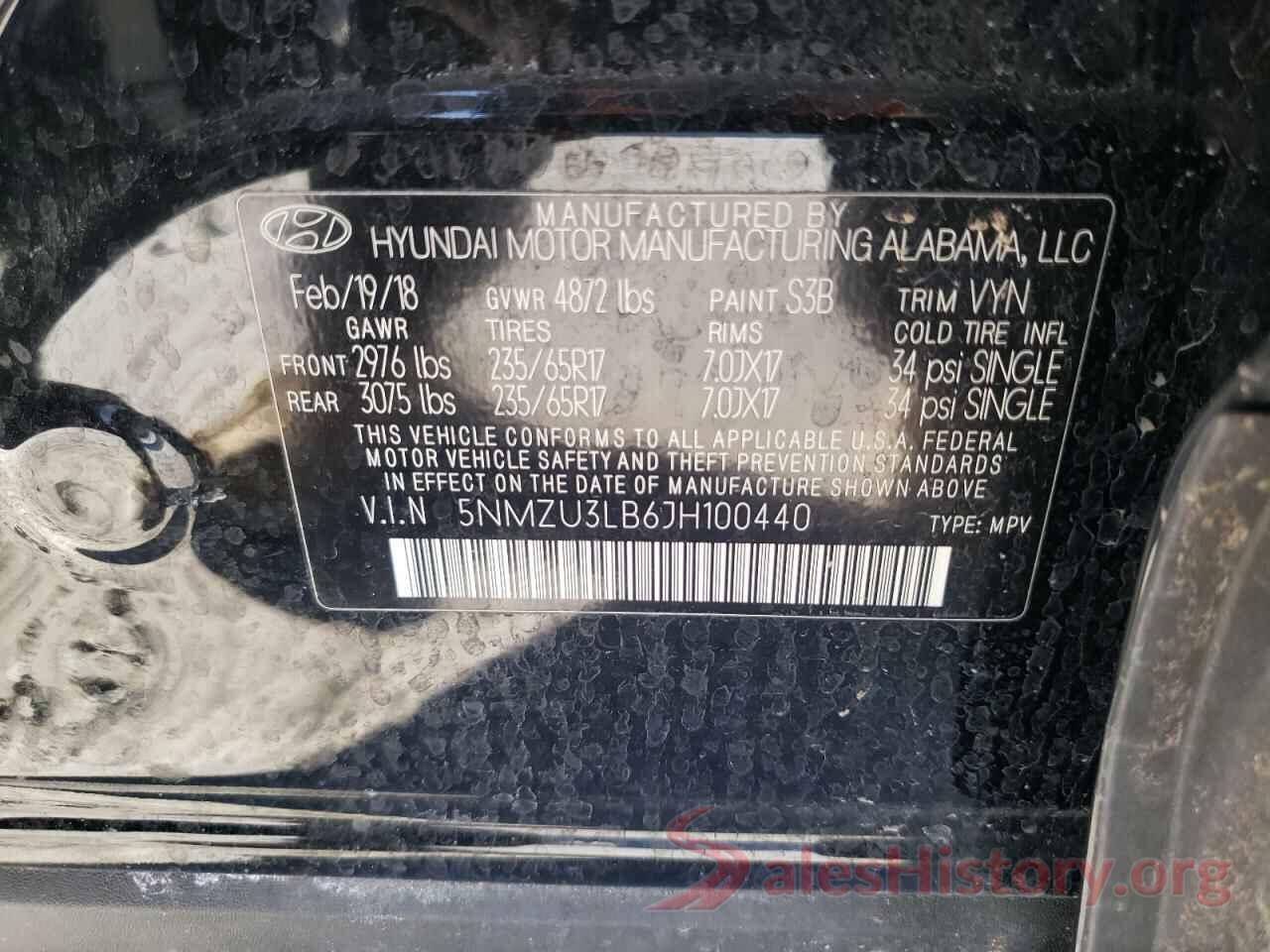 5NMZU3LB6JH100440 2018 HYUNDAI SANTA FE