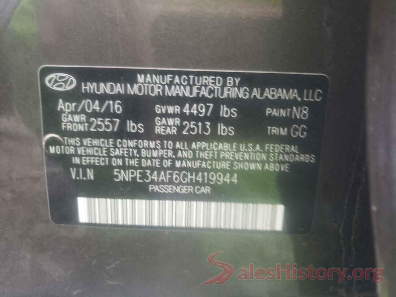 5NPE34AF6GH419944 2016 HYUNDAI SONATA