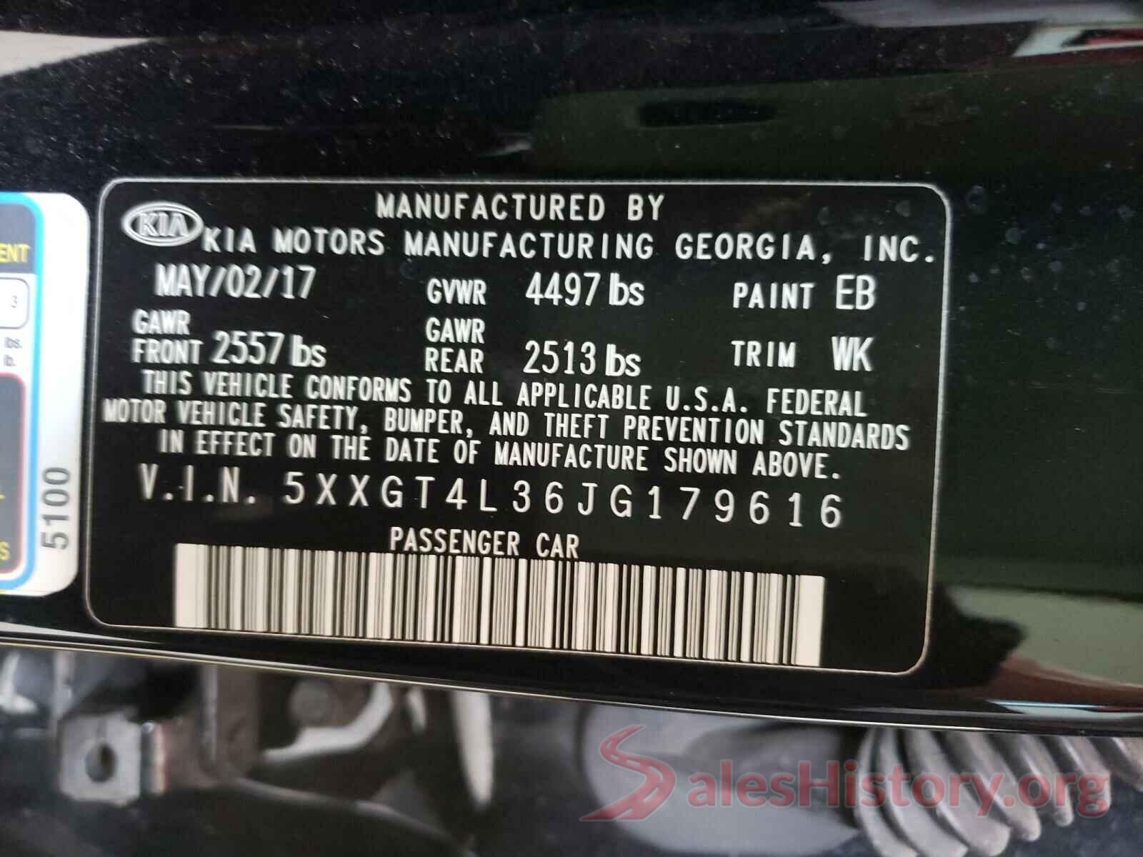 5XXGT4L36JG179616 2018 KIA OPTIMA