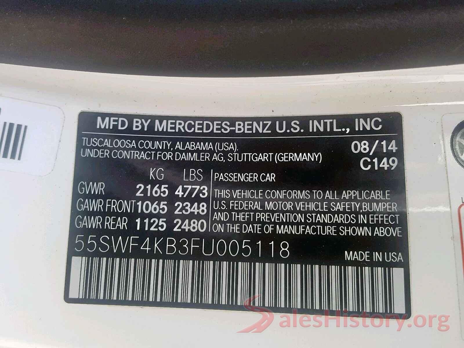 55SWF4KB3FU005118 2015 MERCEDES-BENZ C CLASS