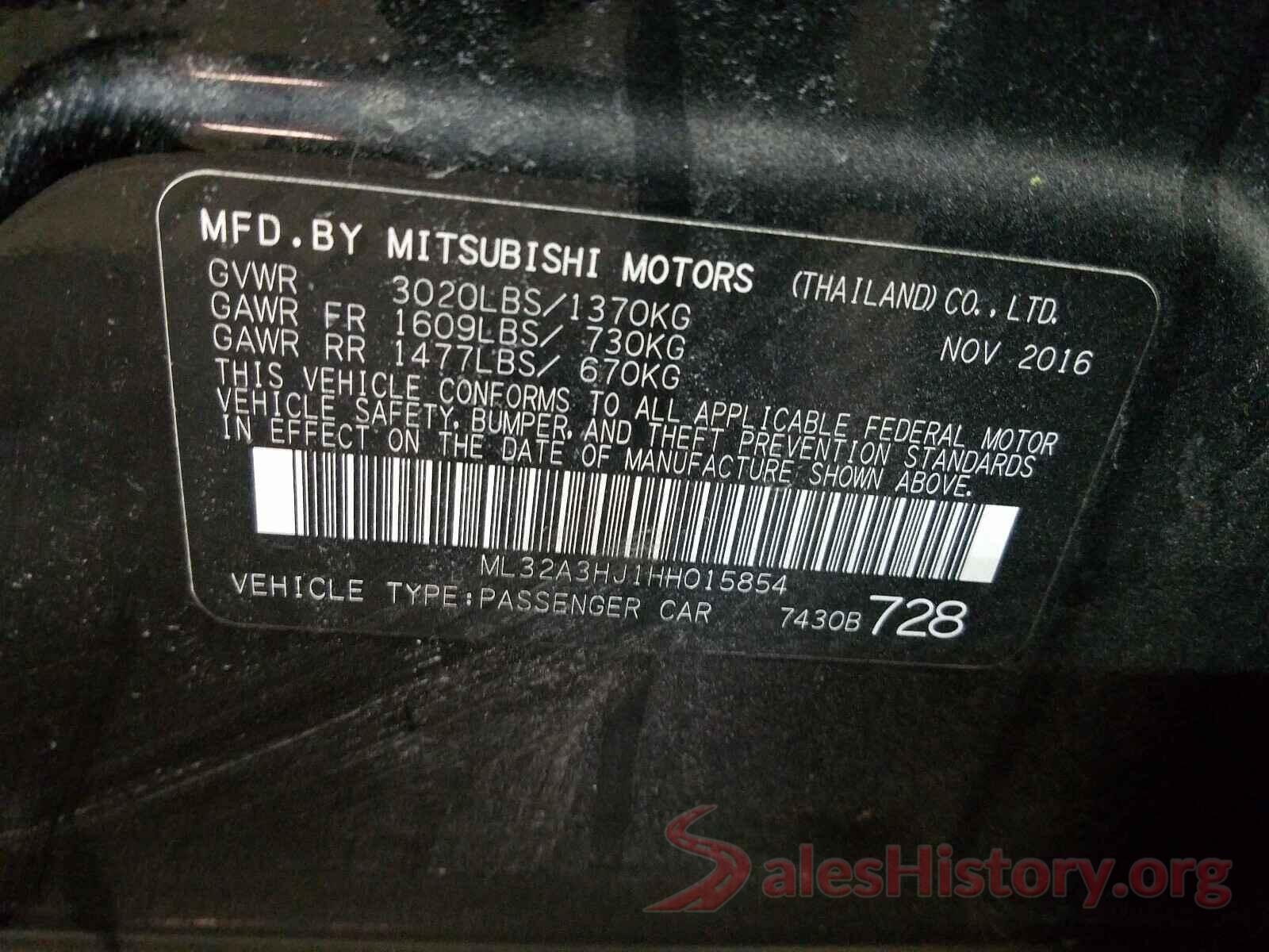 ML32A3HJ1HH015854 2017 MITSUBISHI MIRAGE