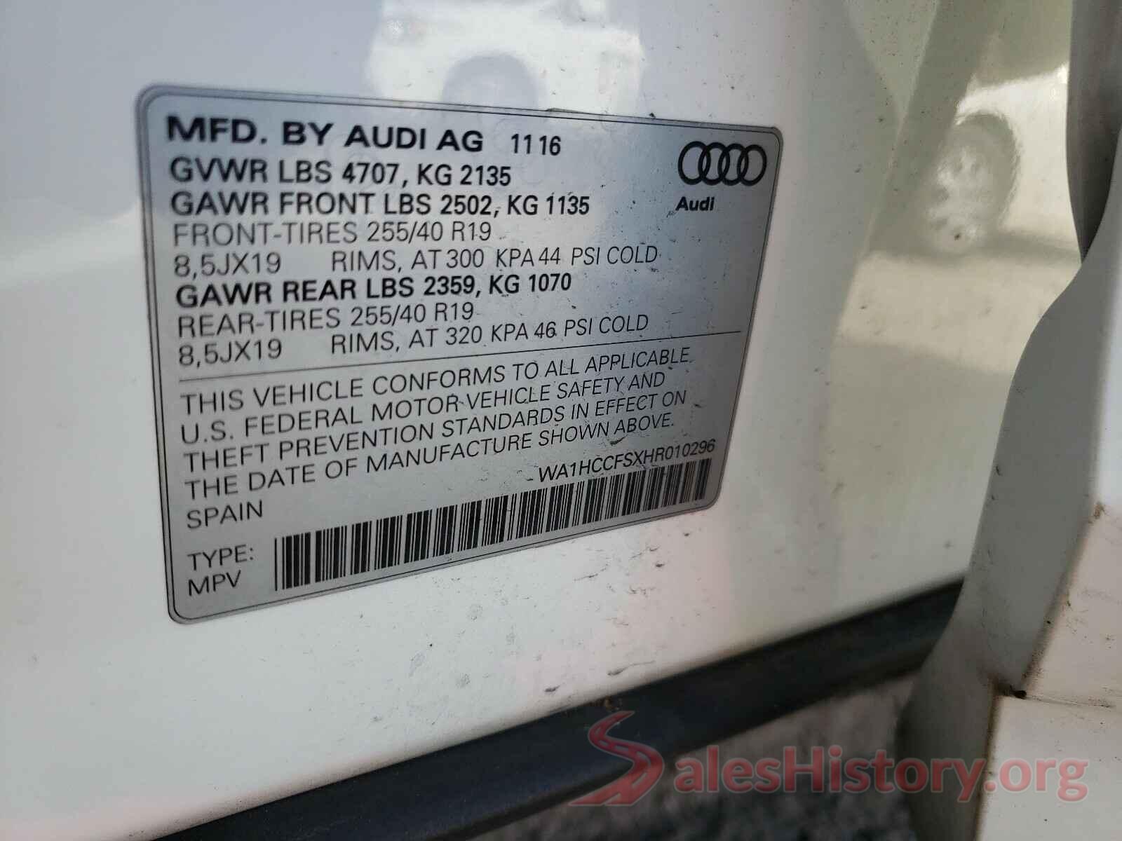 WA1HCCFSXHR010296 2017 AUDI Q3