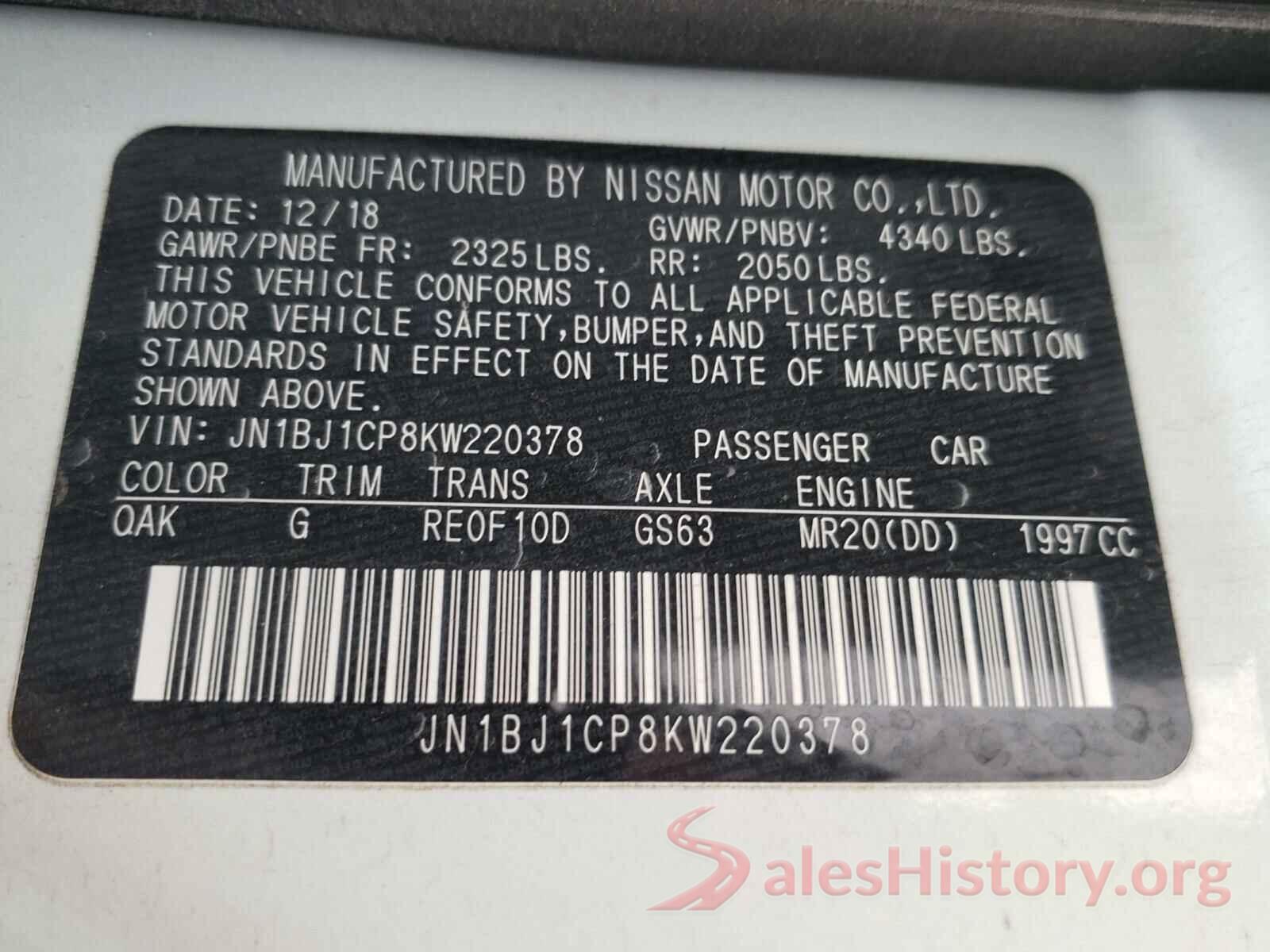 JN1BJ1CP8KW220378 2019 NISSAN ROGUE