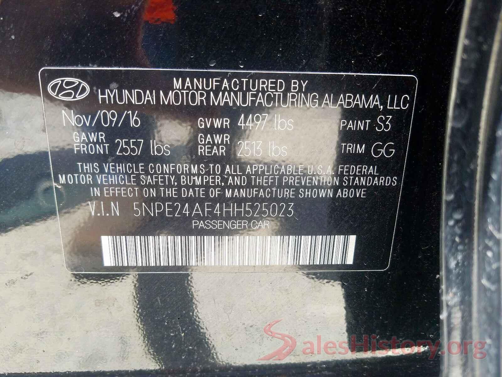 5NPE24AF4HH525023 2017 HYUNDAI SONATA