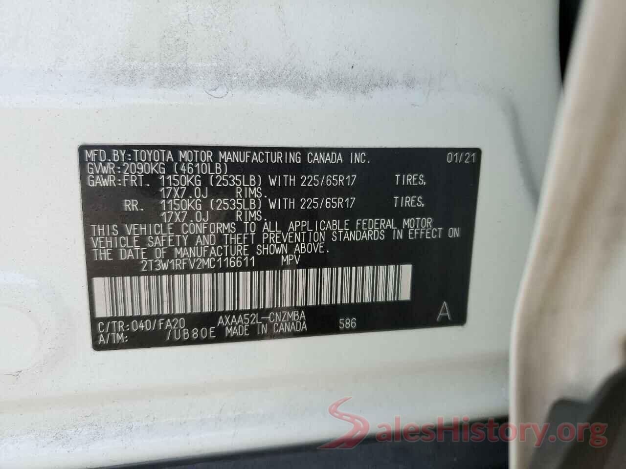 2T3W1RFV2MC116611 2021 TOYOTA RAV4