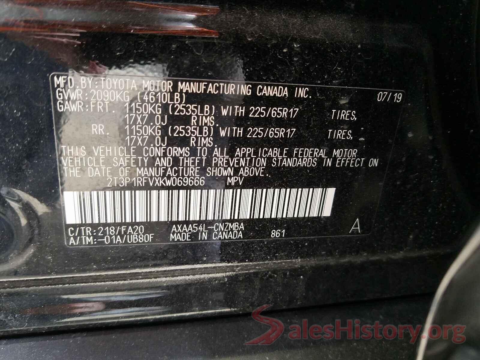 2T3P1RFVXKW069666 2019 TOYOTA RAV4