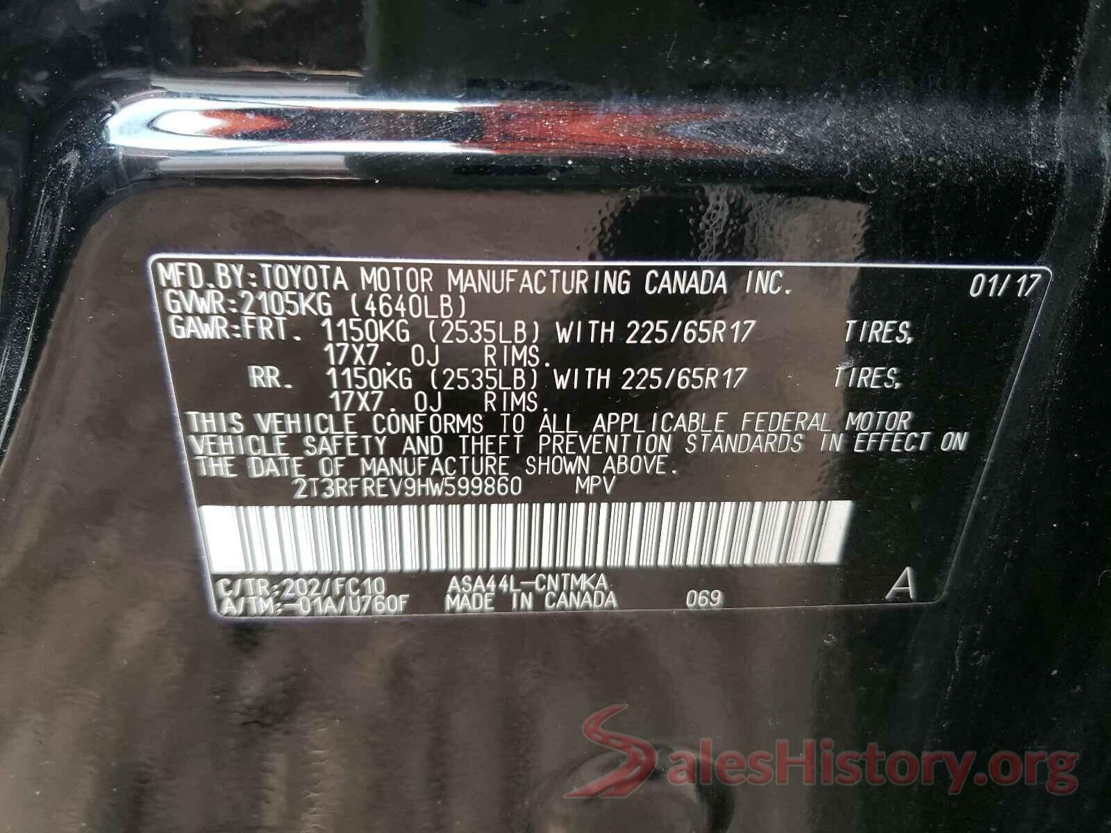 2T3RFREV9HW599860 2017 TOYOTA RAV4