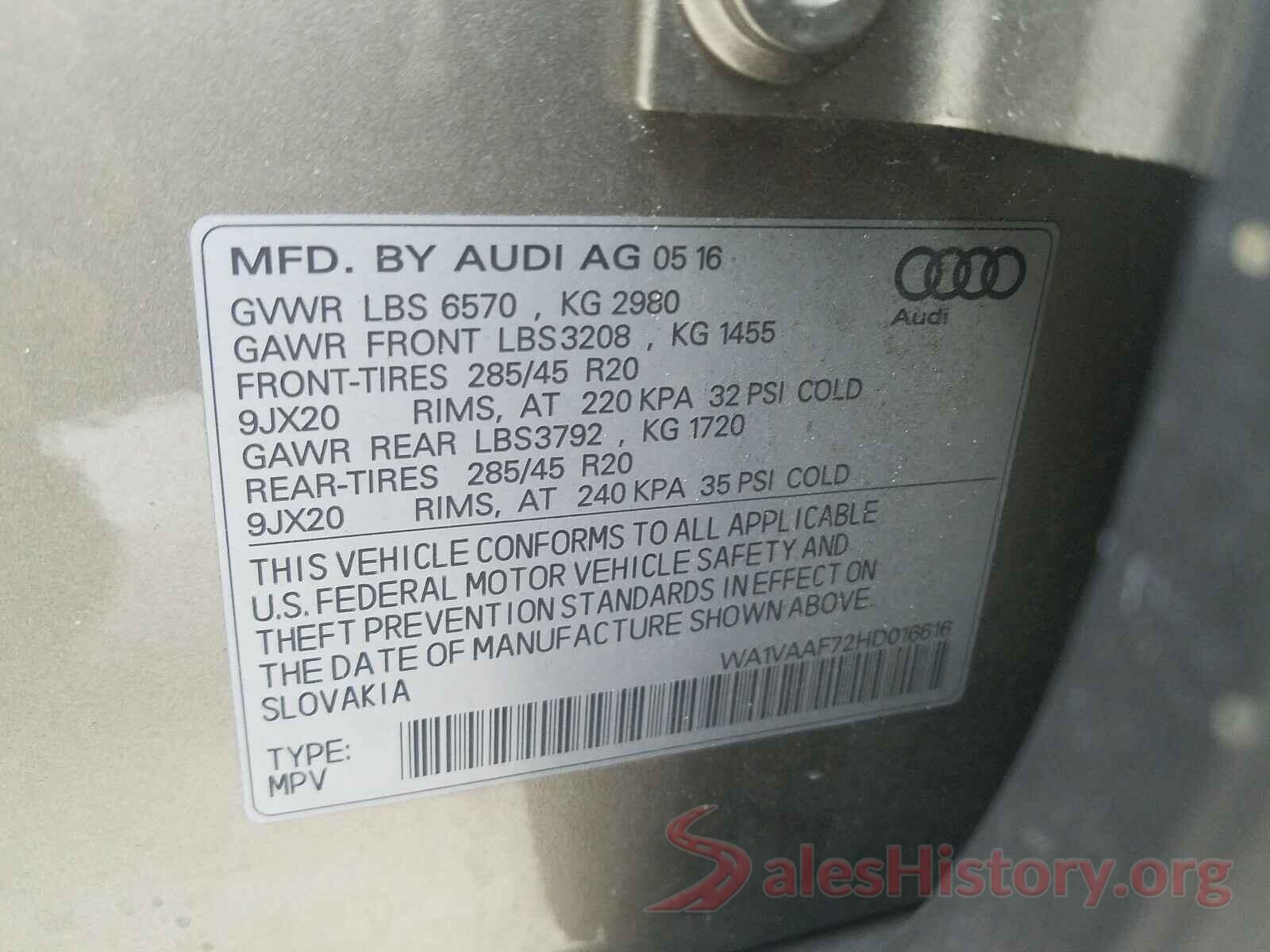 WA1VAAF72HD016616 2017 AUDI Q7