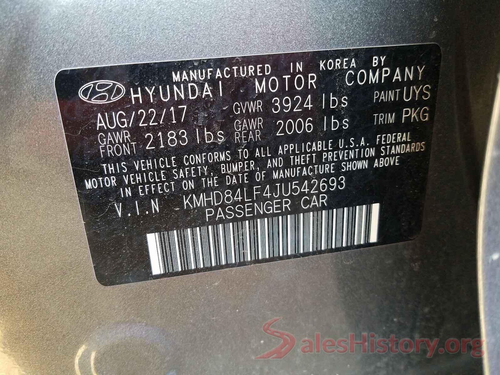 KMHD84LF4JU542693 2018 HYUNDAI ELANTRA