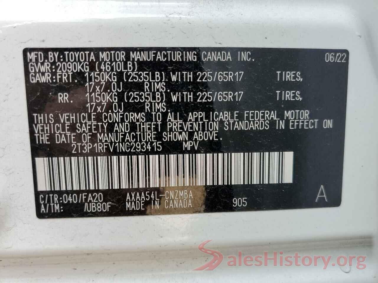 2T3P1RFV1NC293415 2022 TOYOTA RAV4