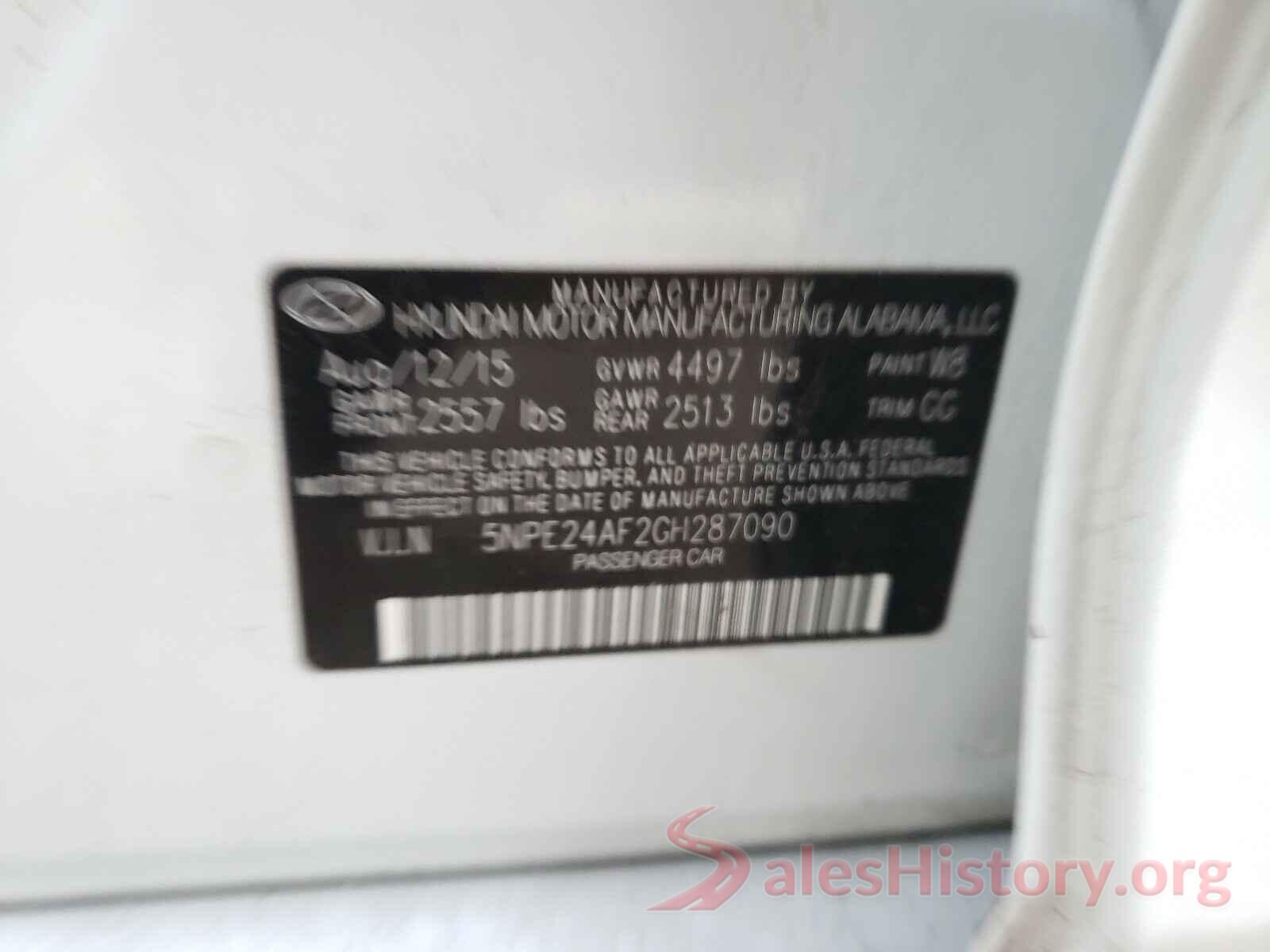 5NPE24AF2GH287090 2016 HYUNDAI SONATA