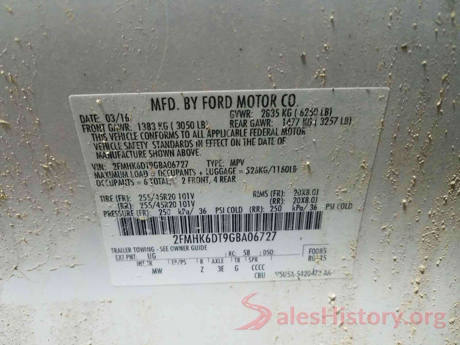 2FMHK6DT9GBA06727 2016 FORD FLEX